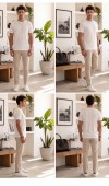 Erkek Beyaz O Yaka Basic T-Shirt 